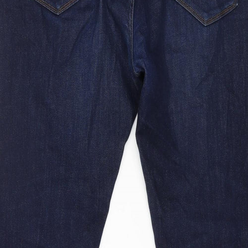 Marks and Spencer Womens Blue Cotton Straight Jeans Size 40 in L31 in Regular Zip