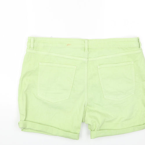 Marks and Spencer Womens Green Cotton Hot Pants Shorts Size 20 Regular Zip