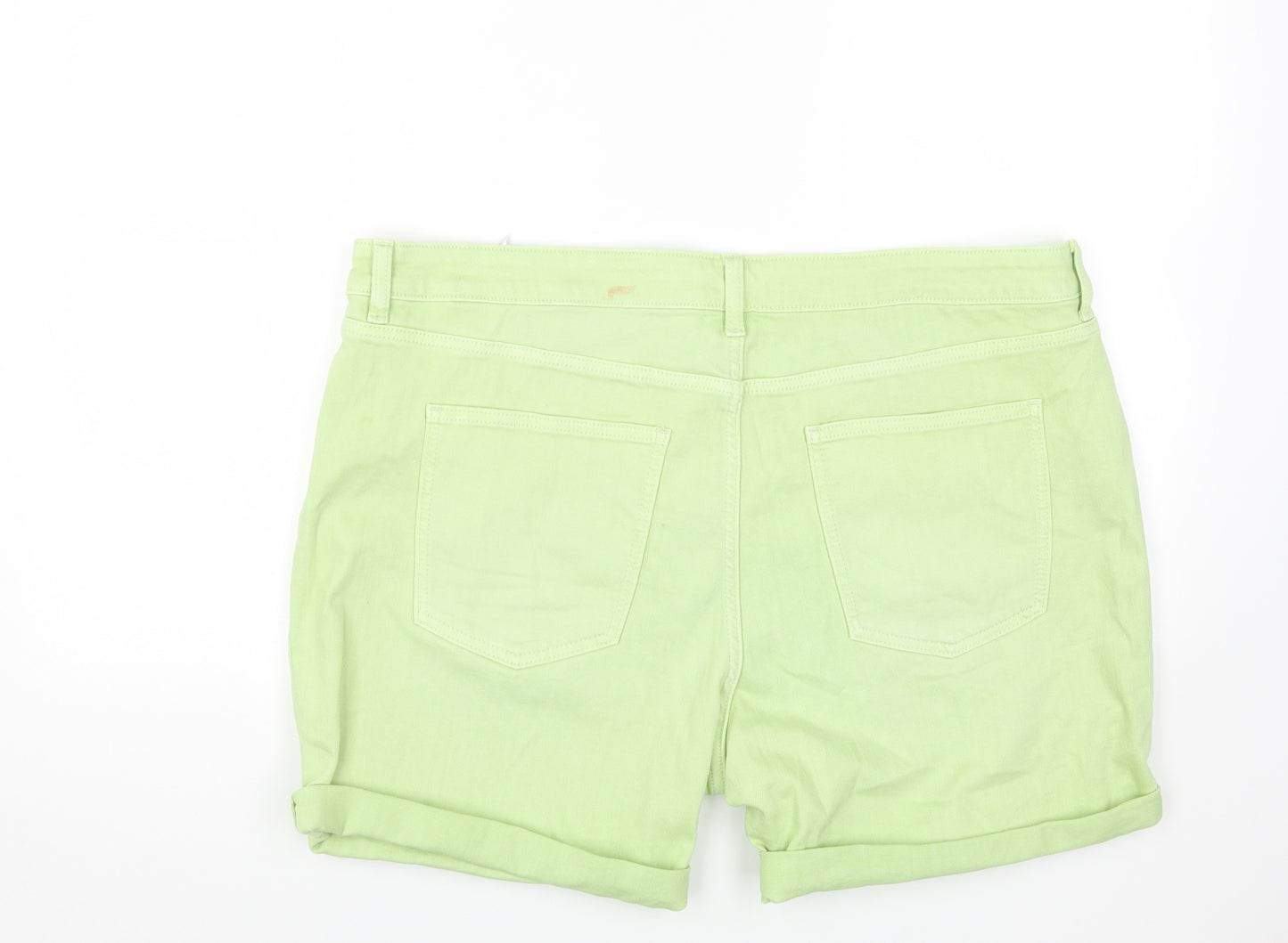 Marks and Spencer Womens Green Cotton Hot Pants Shorts Size 20 Regular Zip