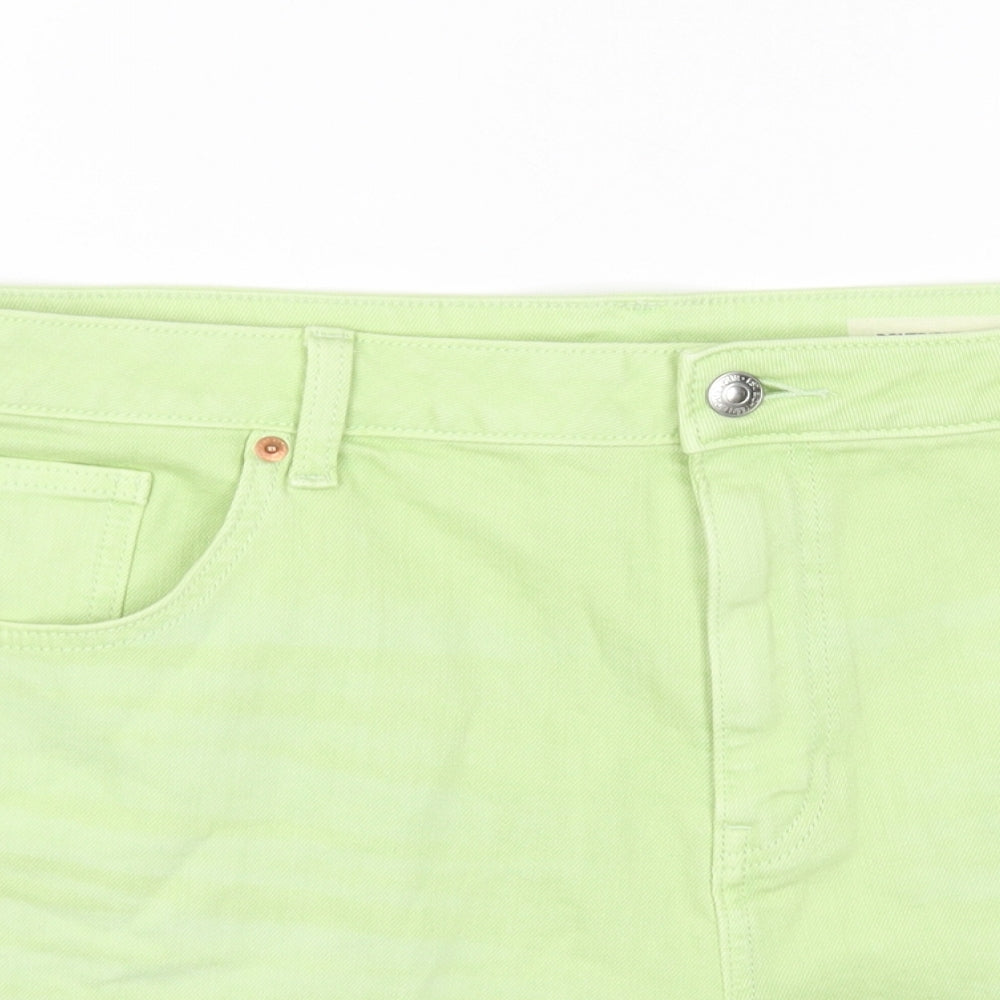 Marks and Spencer Womens Green Cotton Hot Pants Shorts Size 20 Regular Zip