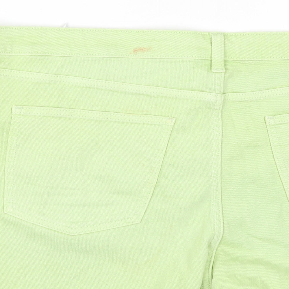 Marks and Spencer Womens Green Cotton Hot Pants Shorts Size 20 Regular Zip