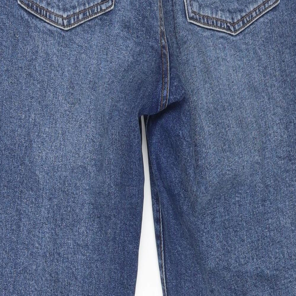 H&M Womens Blue Cotton Tapered Jeans Size 12 L26 in Regular Button