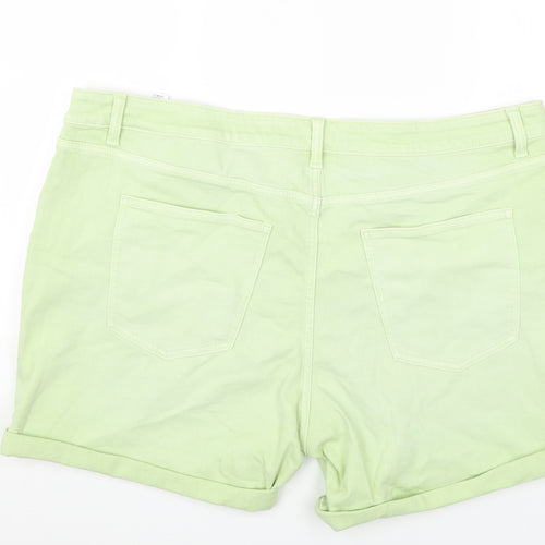 Marks and Spencer Womens Green Cotton Hot Pants Shorts Size 22 Regular Zip