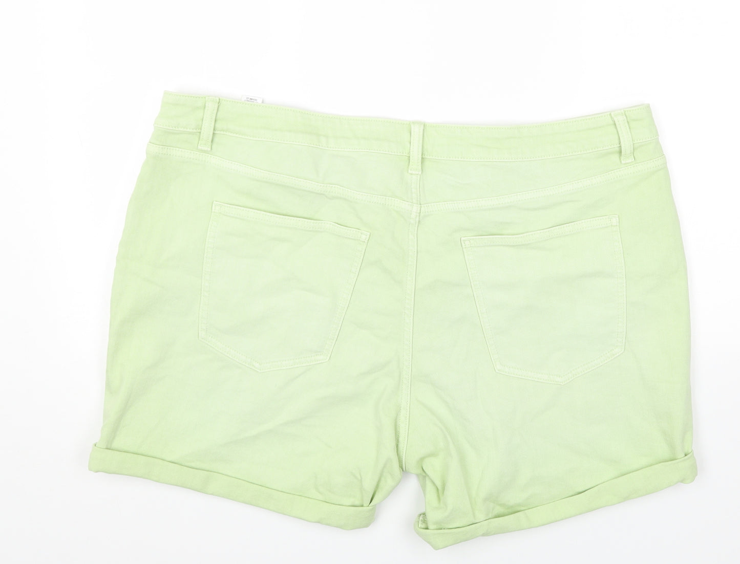 Marks and Spencer Womens Green Cotton Hot Pants Shorts Size 22 Regular Zip