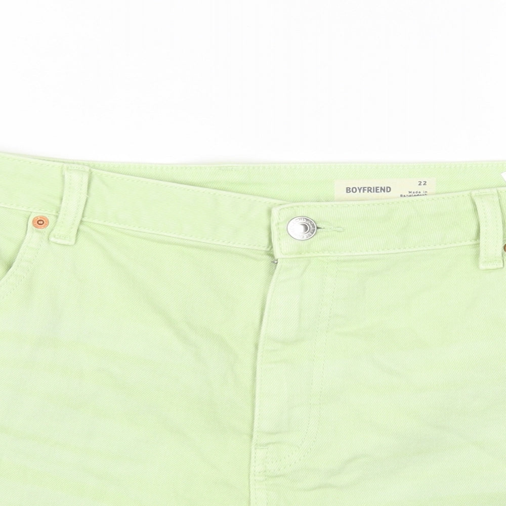 Marks and Spencer Womens Green Cotton Hot Pants Shorts Size 22 Regular Zip