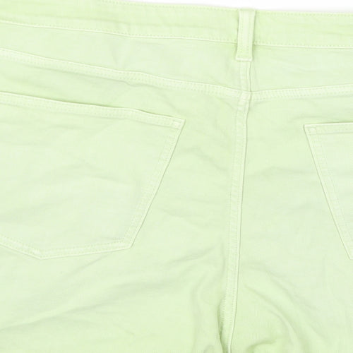 Marks and Spencer Womens Green Cotton Hot Pants Shorts Size 22 Regular Zip