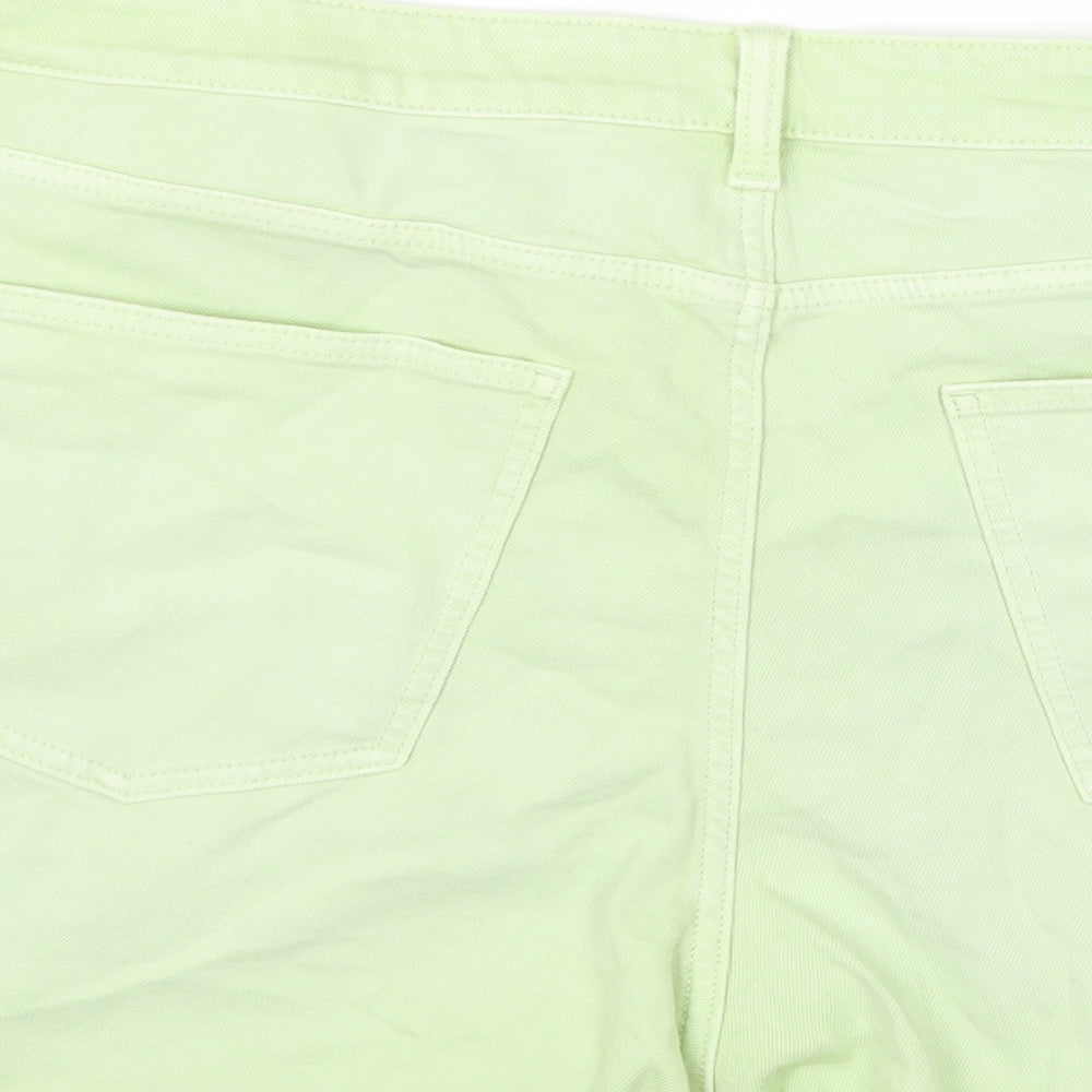 Marks and Spencer Womens Green Cotton Hot Pants Shorts Size 22 Regular Zip