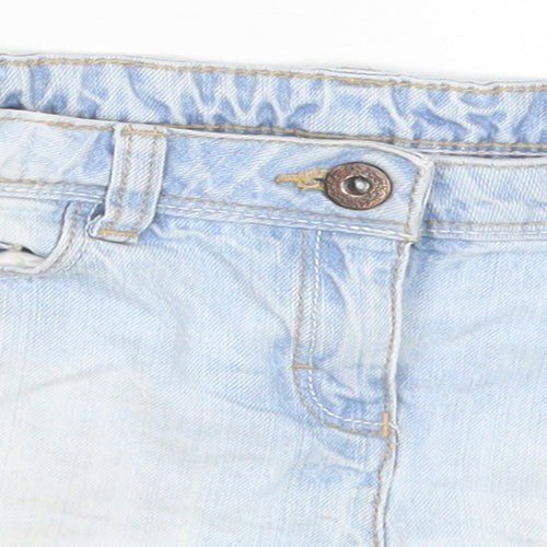 Nutmeg Girls Blue Cotton Hot Pants Shorts Size 7-8 Years Regular Zip