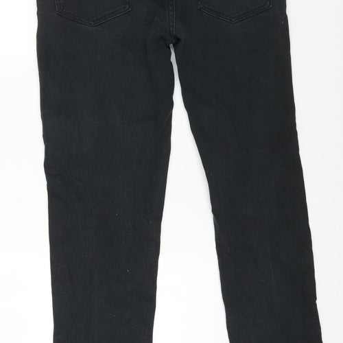 Denim & Co. Womens Black Cotton Straight Jeans Size 32 in L32 in Regular Zip