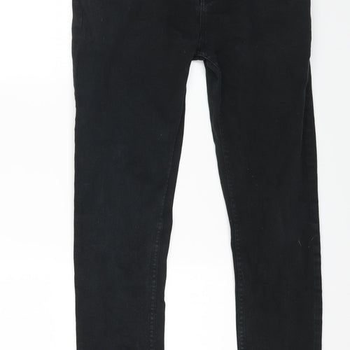 Denim & Co. Womens Black Cotton Straight Jeans Size 32 in L32 in Regular Zip