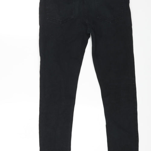 Denim & Co. Womens Black Cotton Straight Jeans Size 32 in L32 in Regular Zip