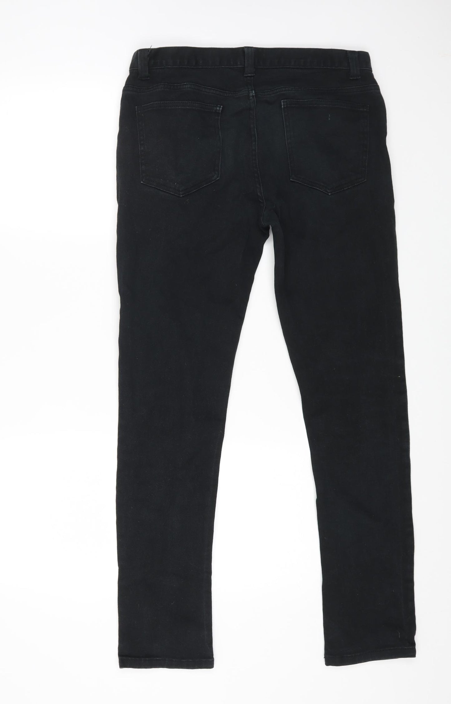 Denim & Co. Womens Black Cotton Straight Jeans Size 32 in L32 in Regular Zip