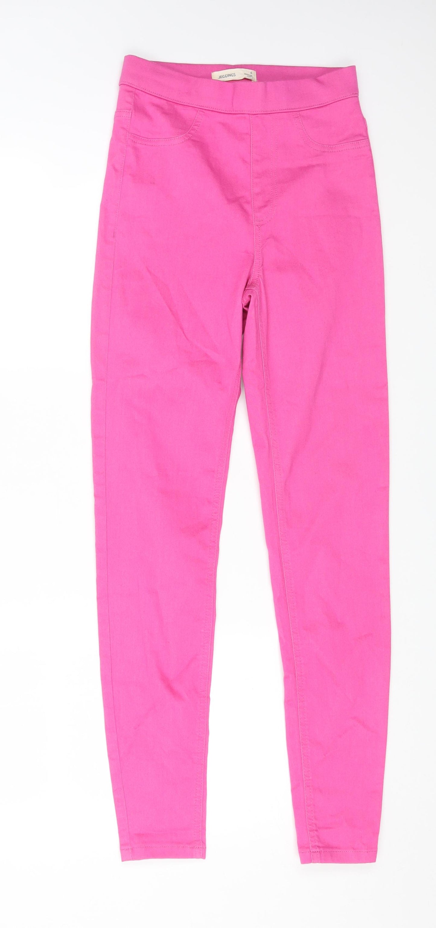 Marks and Spencer Womens Pink Cotton Jegging Jeans Size 6 L27 in Regular