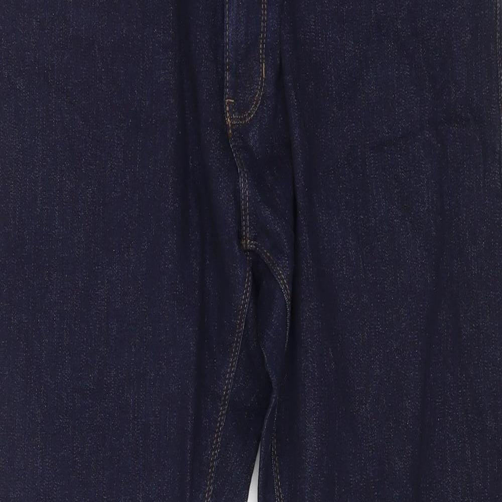 Marks and Spencer Mens Blue Cotton Straight Jeans Size 36 in L29 in Regular Button