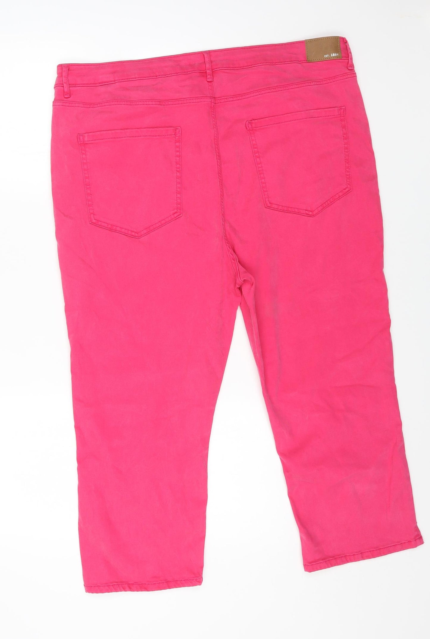 Marks and Spencer Womens Pink Cotton Cropped Jeans Size 22 L20 in Regular Zip