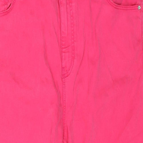 Marks and Spencer Womens Pink Cotton Cropped Jeans Size 22 L20 in Regular Zip