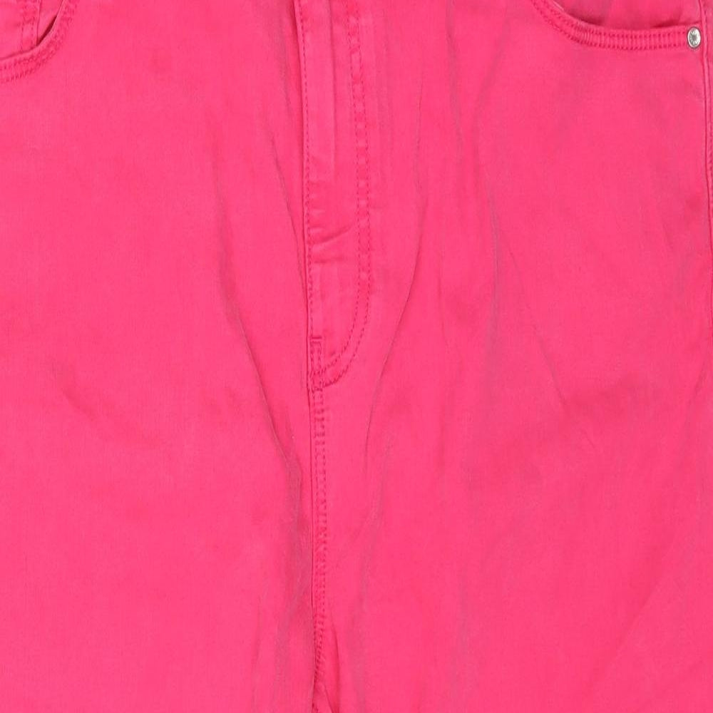 Marks and Spencer Womens Pink Cotton Cropped Jeans Size 22 L20 in Regular Zip
