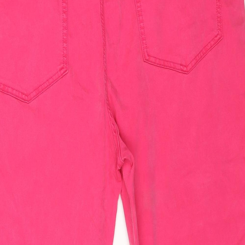 Marks and Spencer Womens Pink Cotton Cropped Jeans Size 22 L20 in Regular Zip