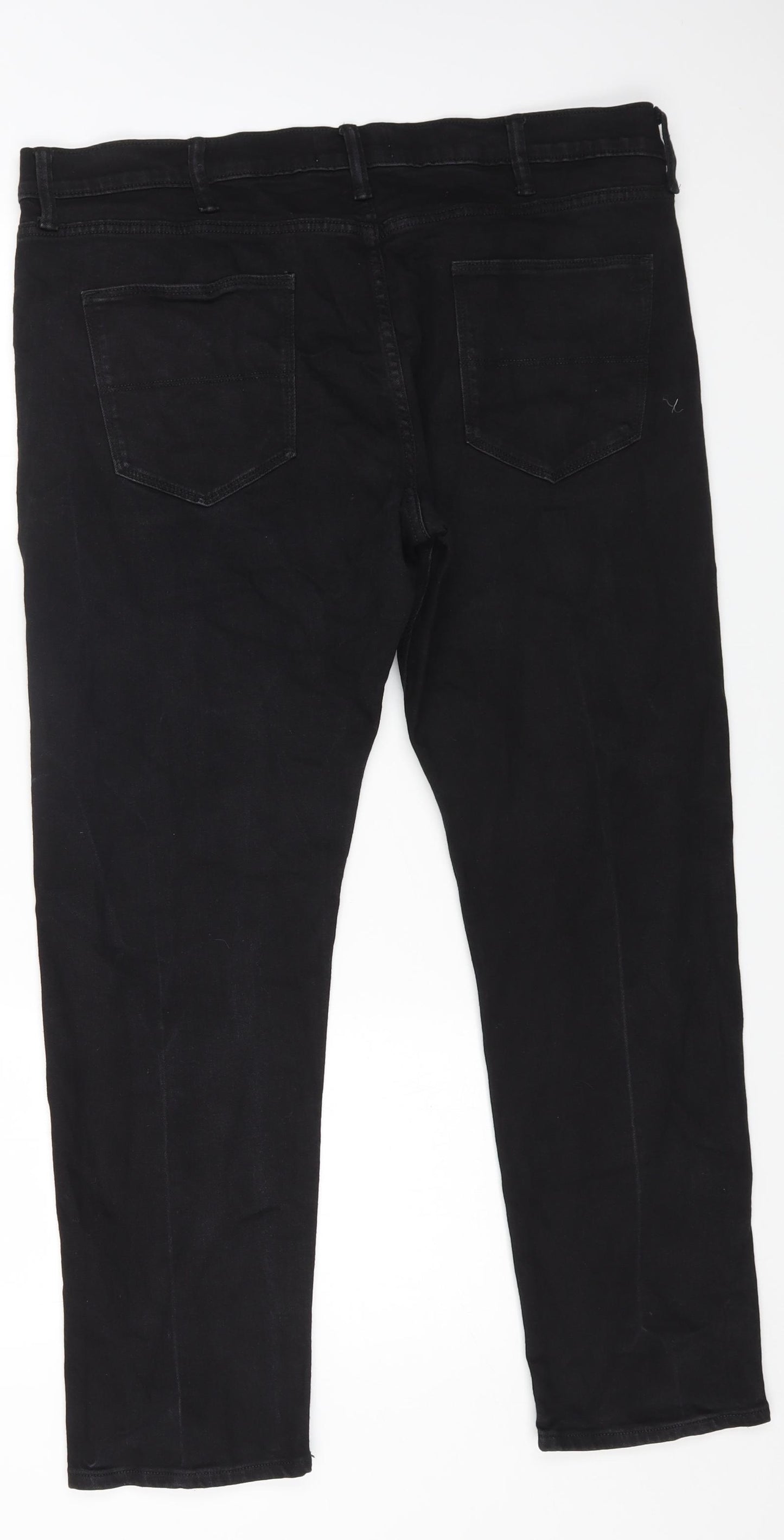 Marks and Spencer Mens Black Cotton Straight Jeans Size 38 in L29 in Regular Zip