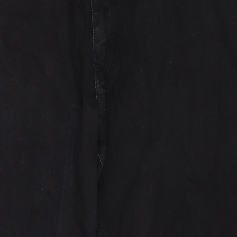 Marks and Spencer Mens Black Cotton Straight Jeans Size 38 in L29 in Regular Zip