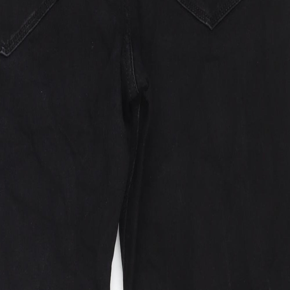Marks and Spencer Mens Black Cotton Straight Jeans Size 38 in L29 in Regular Zip