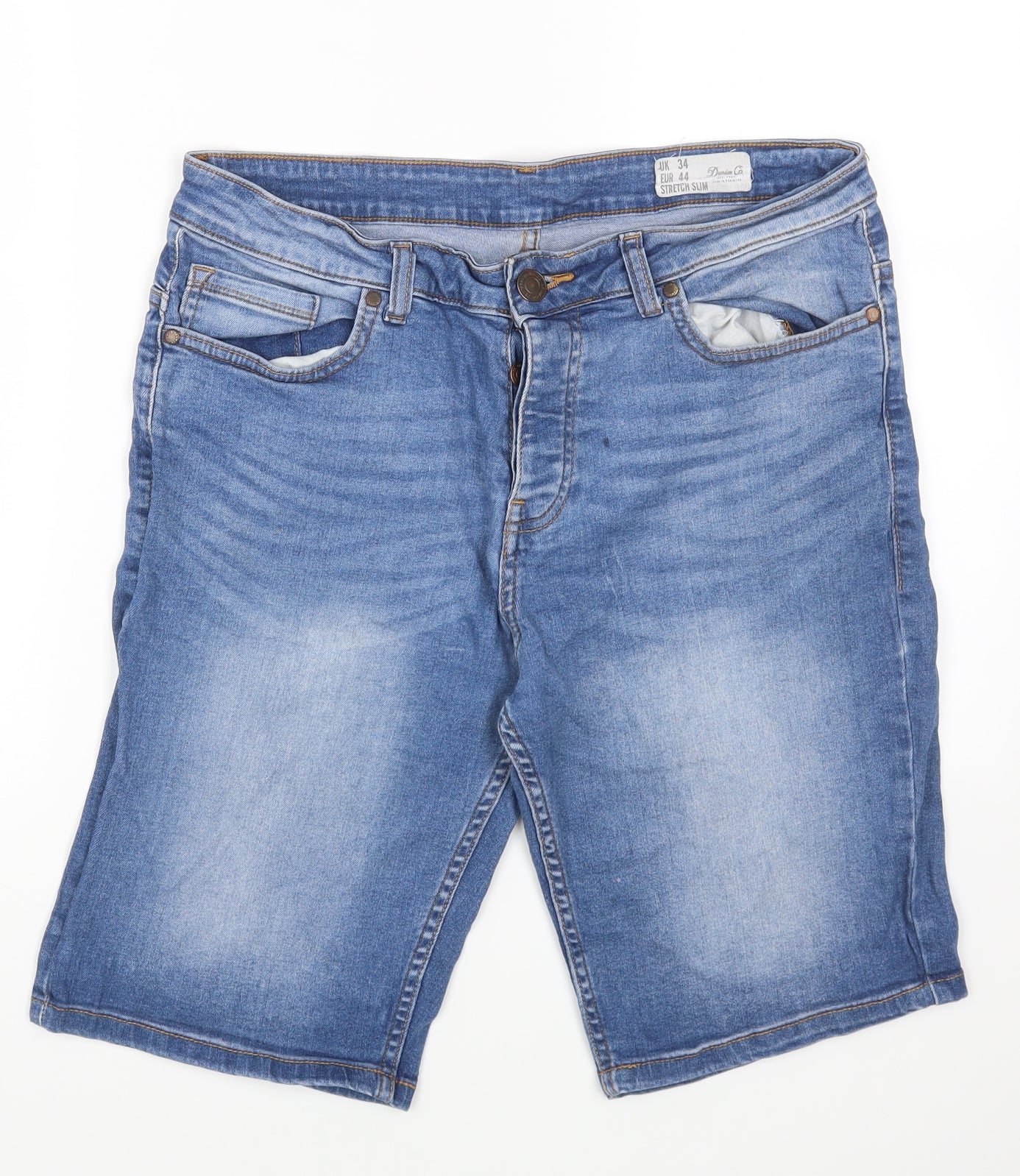 Denim & Co. Mens Blue Cotton Bermuda Shorts Size 34 in L9 in Regular Button