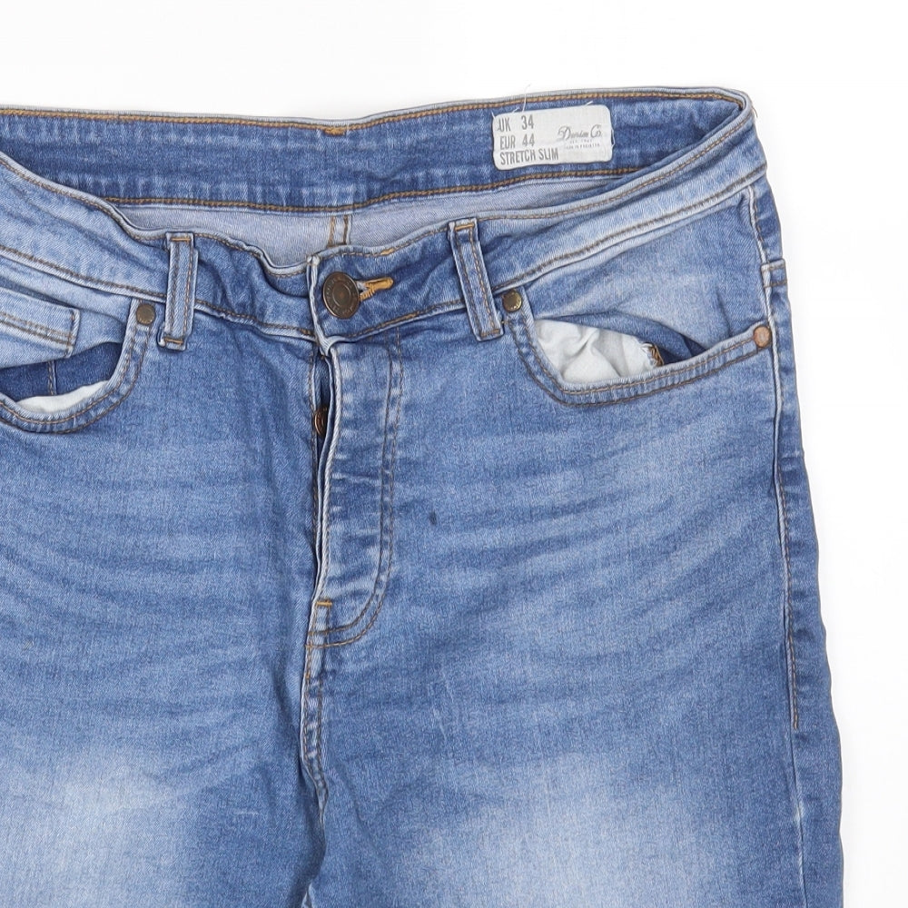 Denim & Co. Mens Blue Cotton Bermuda Shorts Size 34 in L9 in Regular Button
