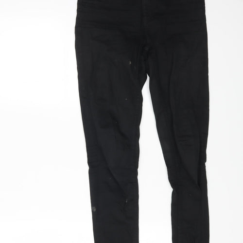 F&F Womens Black Cotton Straight Jeans Size 6 L26 in Regular Button