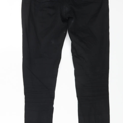 F&F Womens Black Cotton Straight Jeans Size 6 L26 in Regular Button