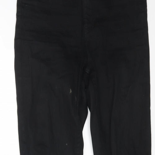 F&F Womens Black Cotton Straight Jeans Size 6 L26 in Regular Button