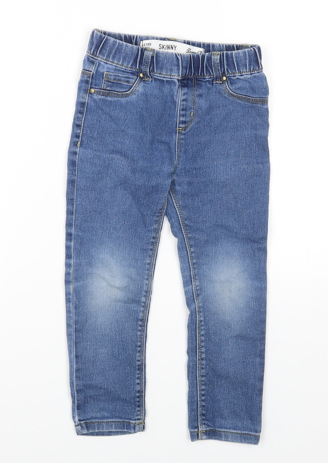 Denim & Co. Girls Blue Cotton Jegging Jeans Size 4-5 Years Regular Pullover