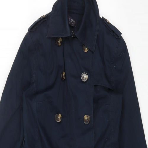 Marks and Spencer Womens Blue Trench Coat Coat Size 8 Button
