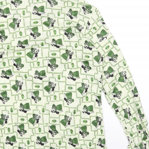 Preworn Womens Multicoloured Geometric Polyester Basic Button-Up Size 14 Collared