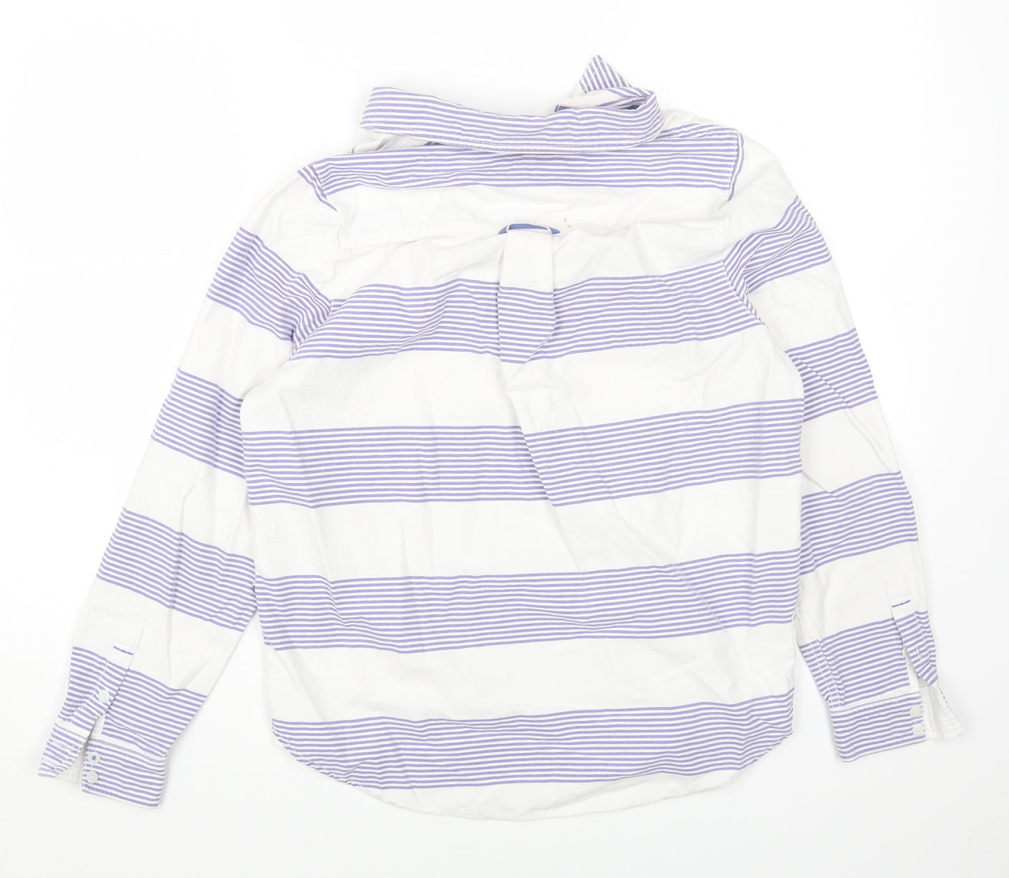 Mariner Womens White Striped Cotton Basic T-Shirt Size 10 Collared