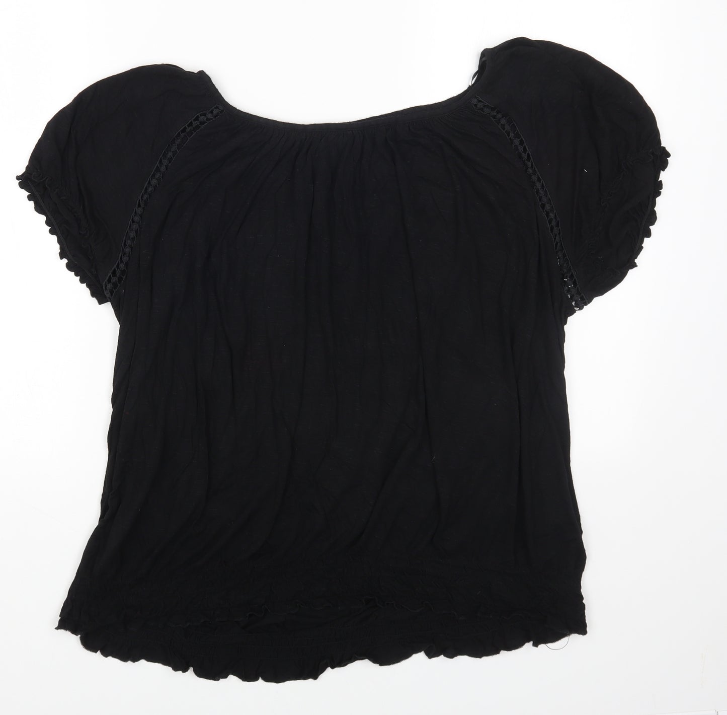 Papaya Womens Black Viscose Basic T-Shirt Size 20 Off the Shoulder