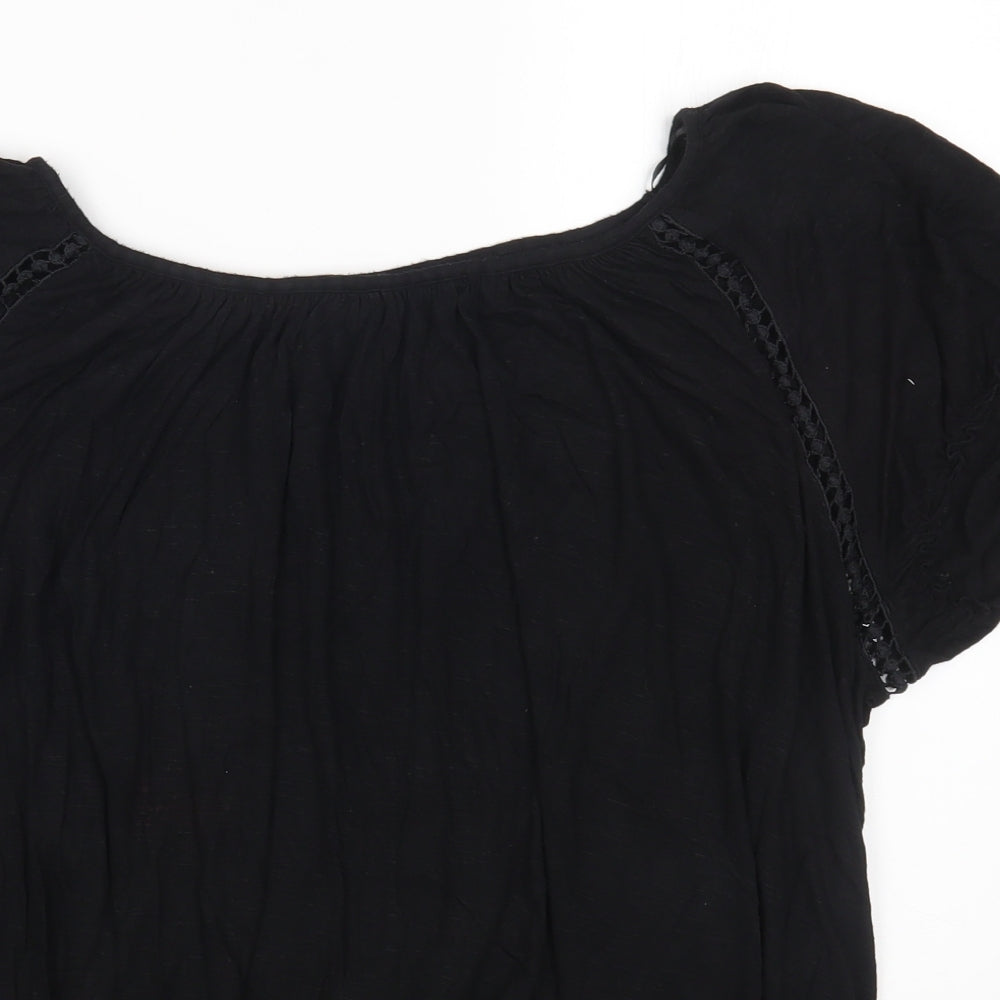 Papaya Womens Black Viscose Basic T-Shirt Size 20 Off the Shoulder