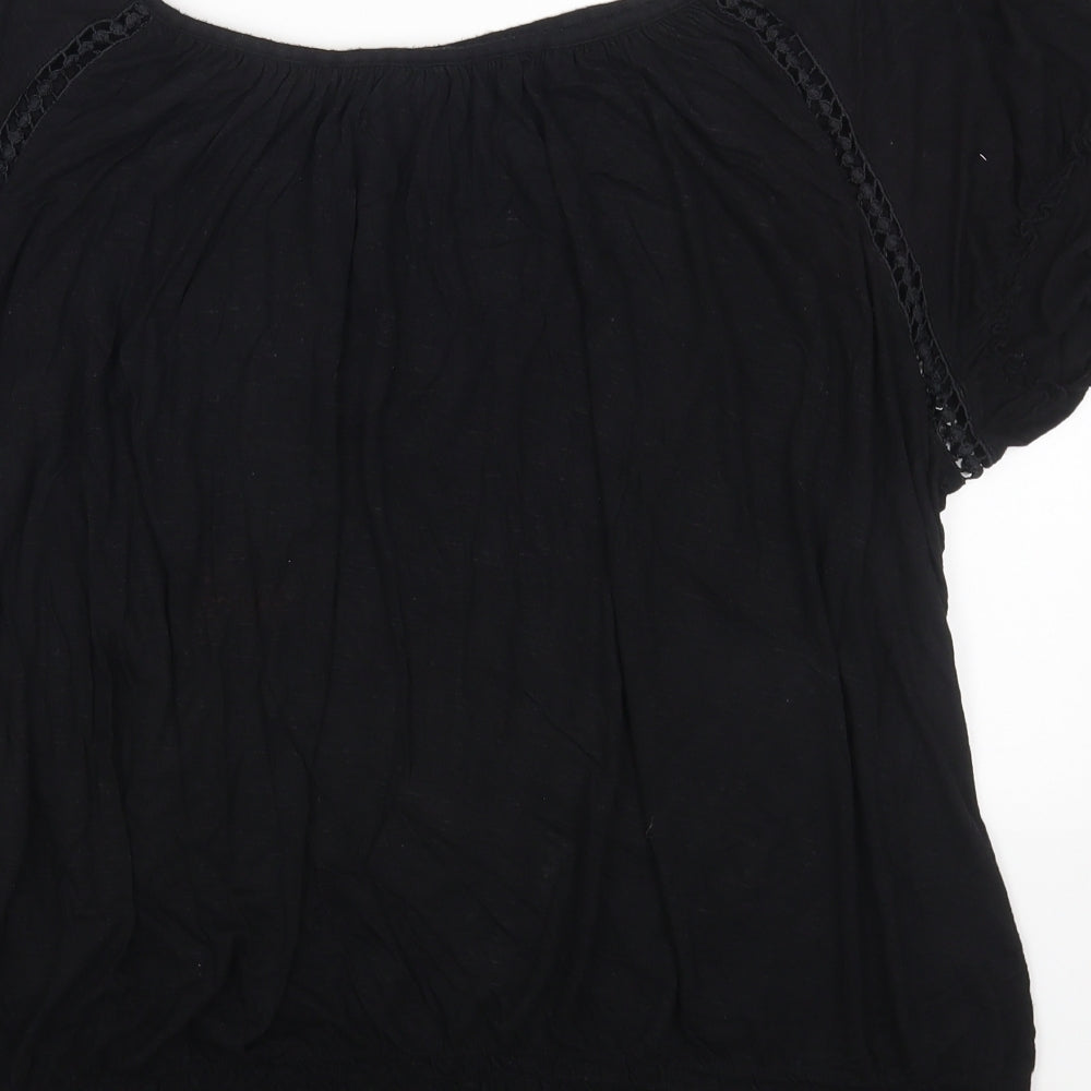 Papaya Womens Black Viscose Basic T-Shirt Size 20 Off the Shoulder