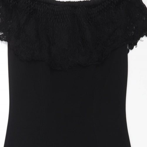 Lipsy Womens Black Polyester Bodycon Size 12 Off the Shoulder Pullover