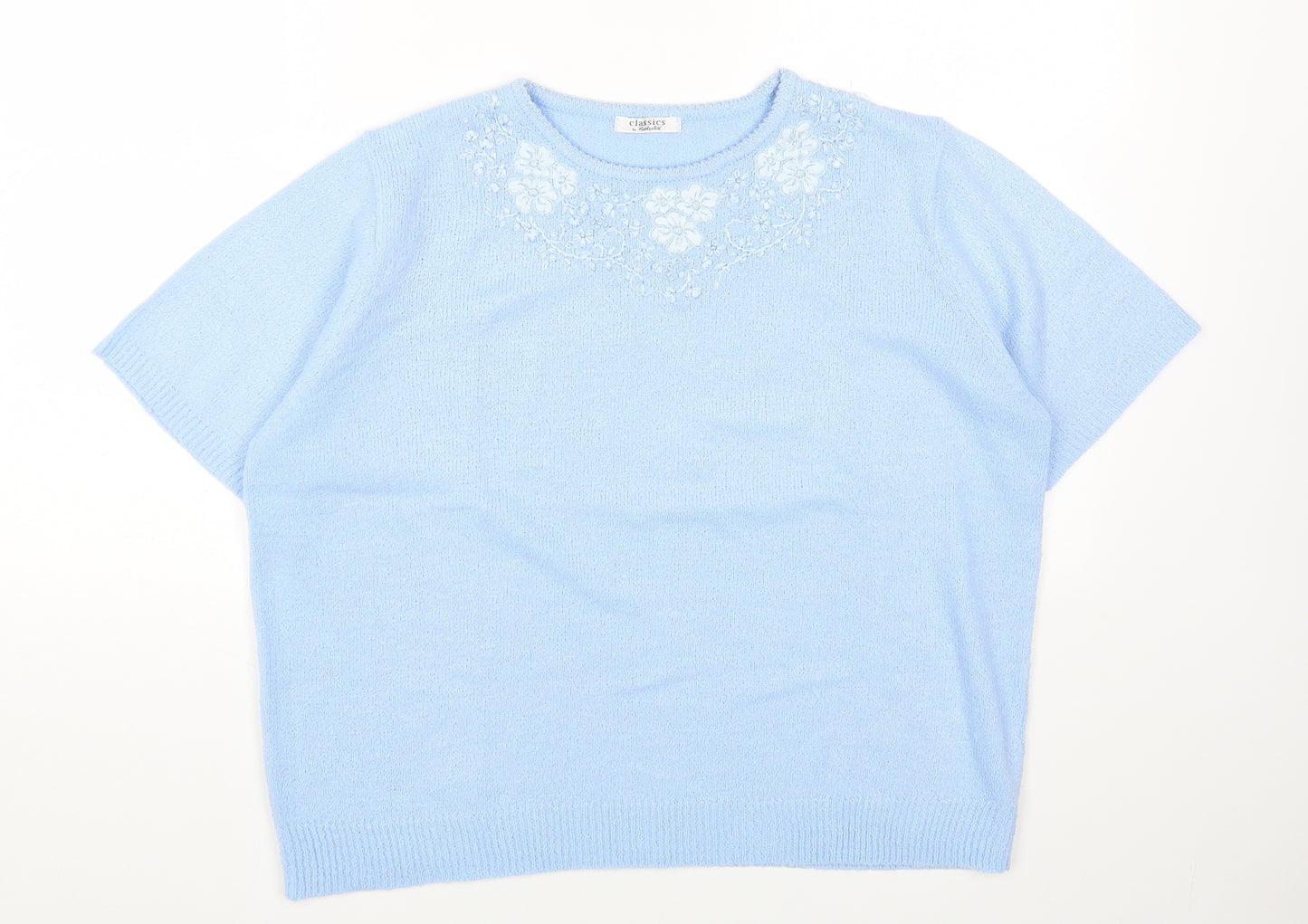 Berkertex Womens Blue Acrylic Basic T-Shirt Size 18 Round Neck