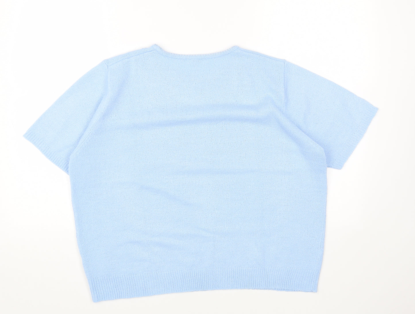 Berkertex Womens Blue Acrylic Basic T-Shirt Size 18 Round Neck