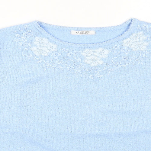 Berkertex Womens Blue Acrylic Basic T-Shirt Size 18 Round Neck