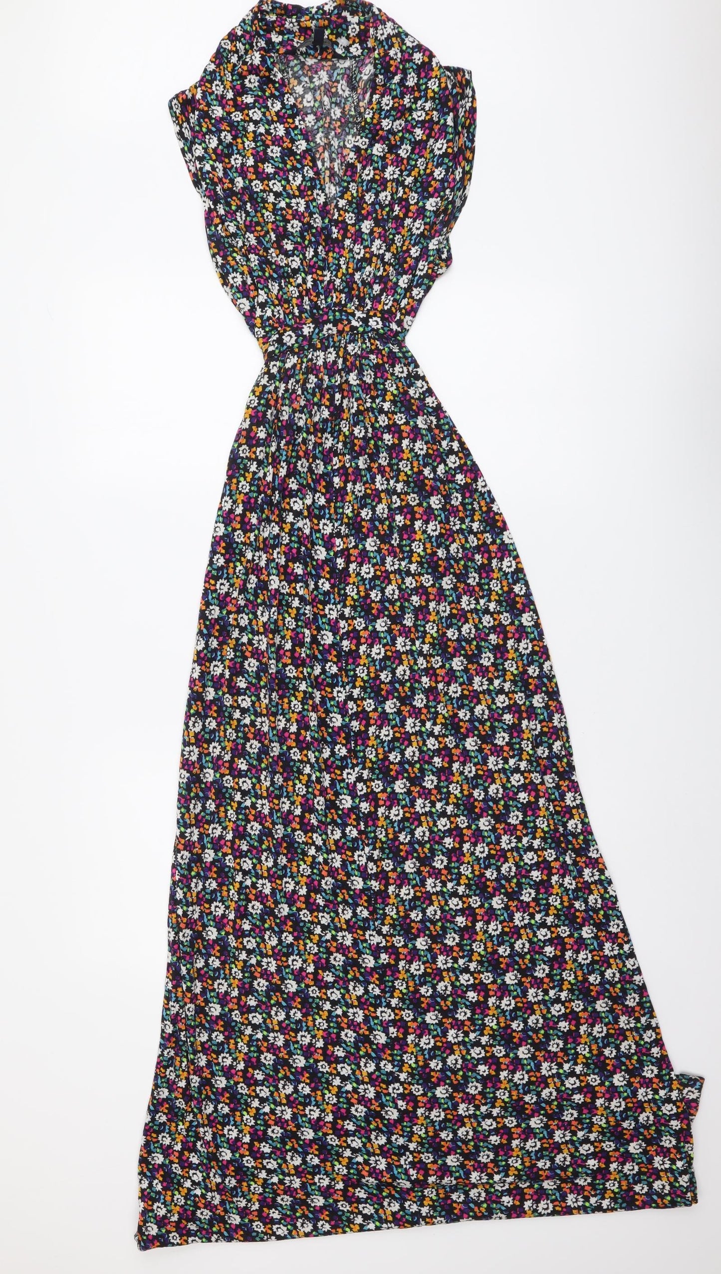 French Connection Womens Multicoloured Floral Viscose Maxi Size 6 V-Neck Pullover