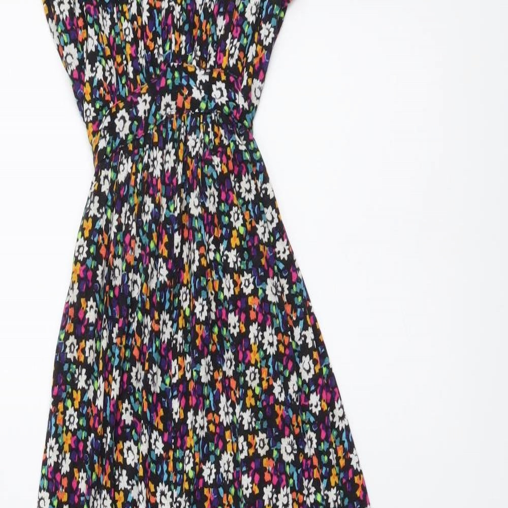 French Connection Womens Multicoloured Floral Viscose Maxi Size 6 V-Neck Pullover