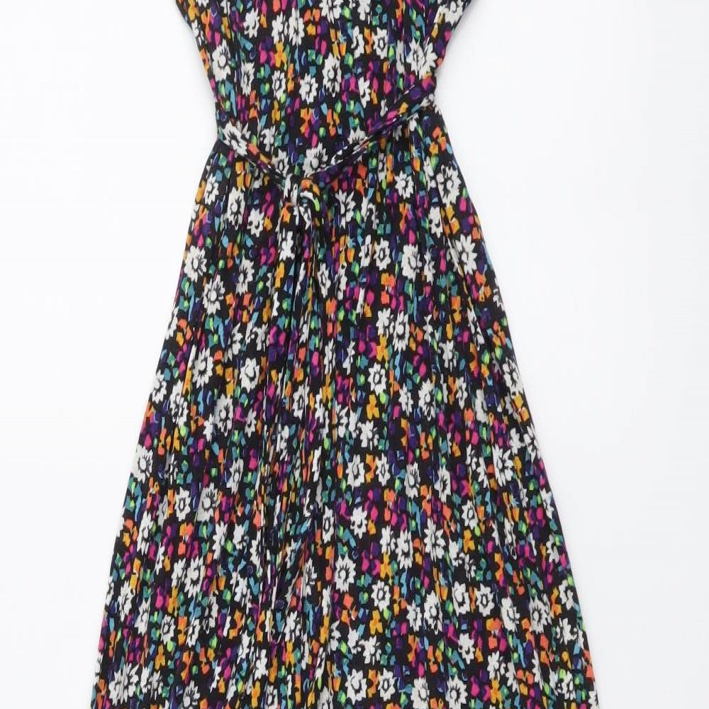 French Connection Womens Multicoloured Floral Viscose Maxi Size 6 V-Neck Pullover