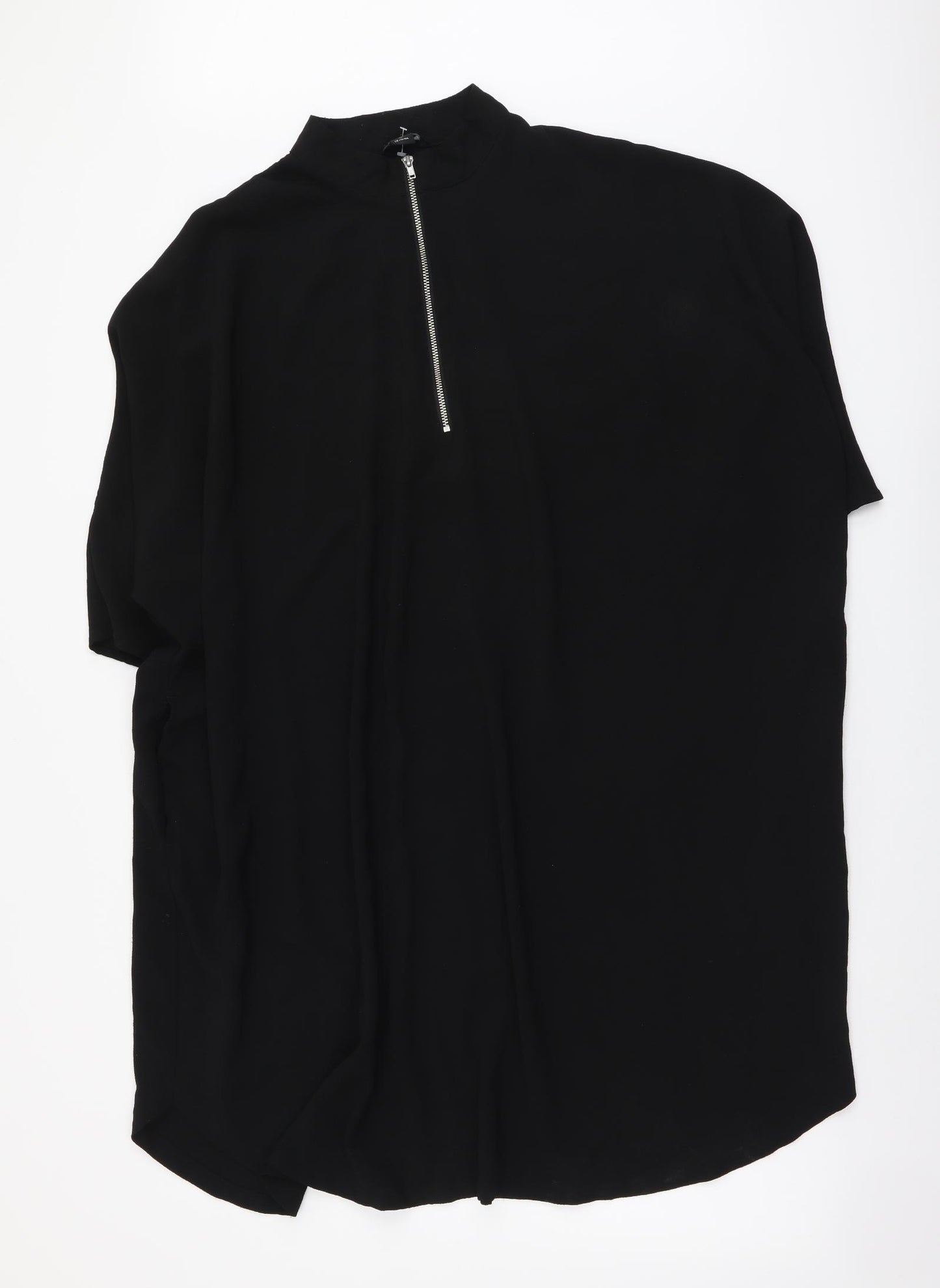 Monki Womens Black Polyester T-Shirt Dress Size M Mock Neck Pullover