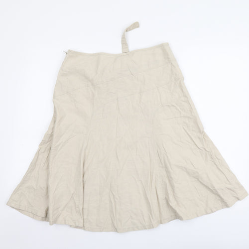 NEXT Womens Beige Linen A-Line Skirt Size 12 Zip