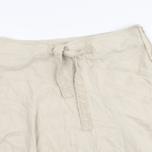 NEXT Womens Beige Linen A-Line Skirt Size 12 Zip