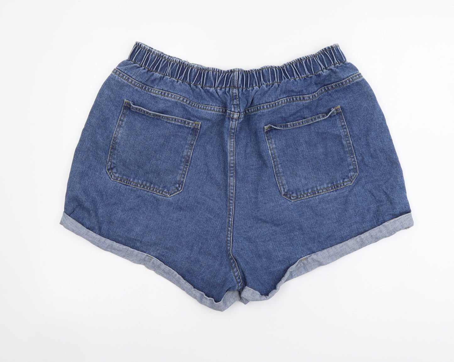 SheIn Womens Blue Cotton Mom Shorts Size 2XL L3 in Regular Button