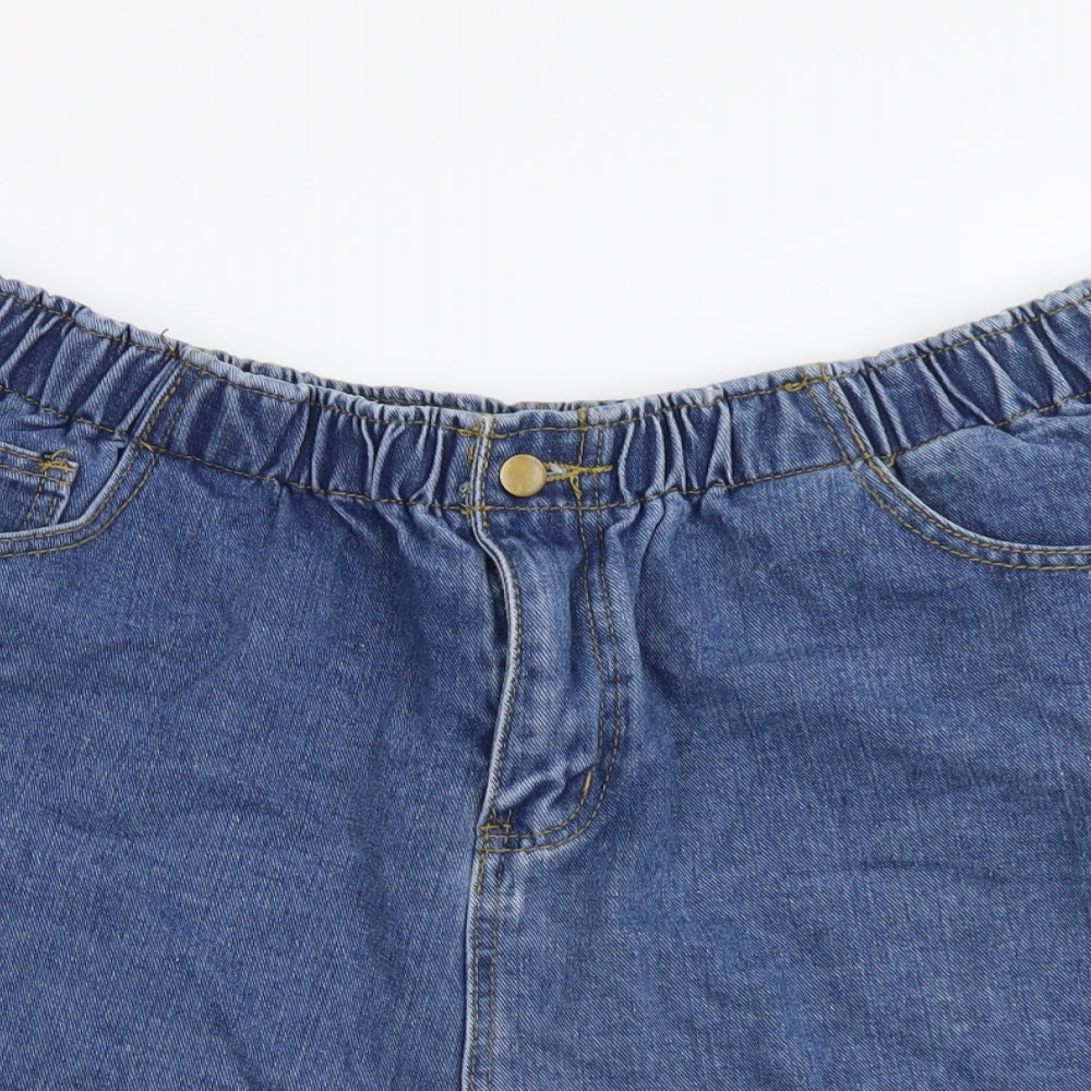 SheIn Womens Blue Cotton Mom Shorts Size 2XL L3 in Regular Button