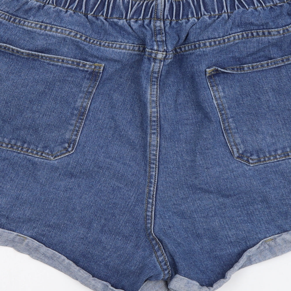 SheIn Womens Blue Cotton Mom Shorts Size 2XL L3 in Regular Button